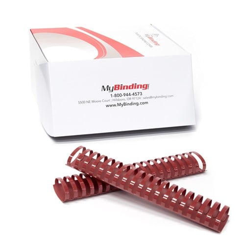 1-3/4" Maroon Plastic Binding Combs - 50pk