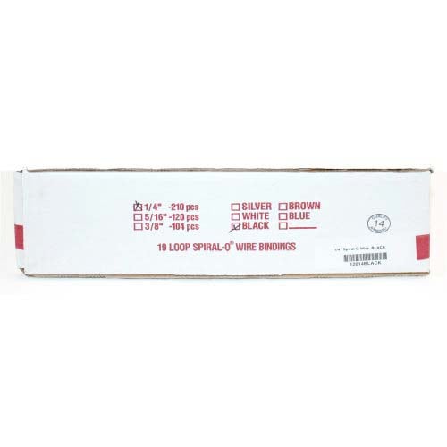 1/4" Black Spiral-O 19 Loop Wire Binding Combs - 100pk