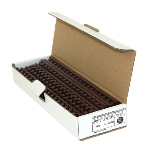 1/4" Brown Plastic Binding Combs - 100pk