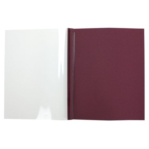 1/4" Maroon Linen Thermal Binding Utility Covers (Clear Gloss Front) - 100pk