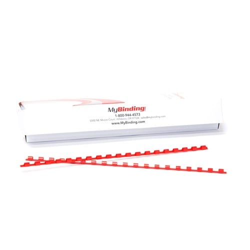 1/4" Red Plastic Binding Combs - 100pk