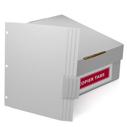 Uncollated 1/4th Cut 90lb Mylar Coated Copier Tabs 3 Holes - Pos 3 - 1260 Tabs/Carton