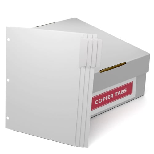 Uncollated 1/4th Cut 90lb Mylar Coated Copier Tabs 3 Holes - Pos 3 - 1260 Tabs/Carton