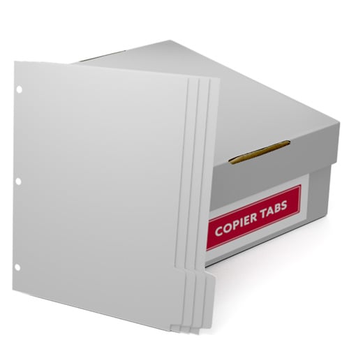 Uncollated 1/4th Cut 110lb Plain Paper Copier Tabs 3 Holes - Pos 4 - 1260 Tabs/Carton