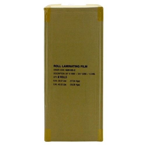25" x 1000' 1.5mil Standard Roll Laminating Film (Gloss, 2.25" Core) - 2 Rolls