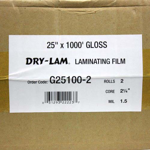 25" x 1000' 1.5mil Standard Roll Laminating Film (Gloss, 2.25" Core) - 2 Rolls