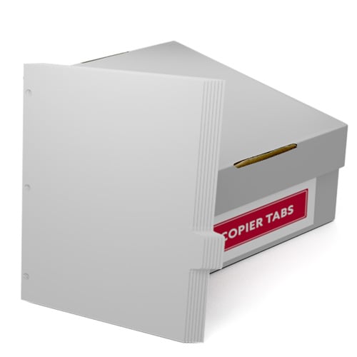 Uncollated 1/7th Cut 110lb Plain Paper Copier Tabs 3 Holes - Pos 5 - 1260 Tabs/Carton