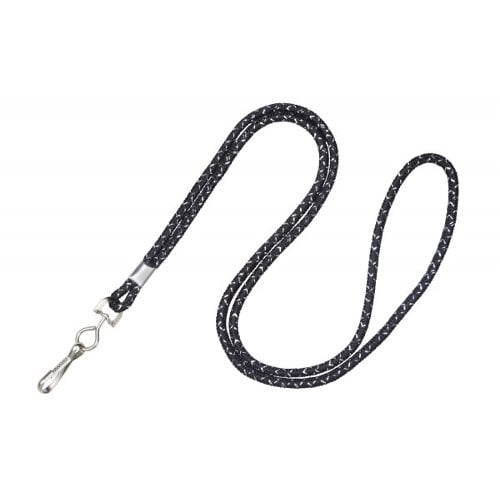 1/8" Silver Metallic Round Braid Lanyards with NPS Swivel Hook - 100pk