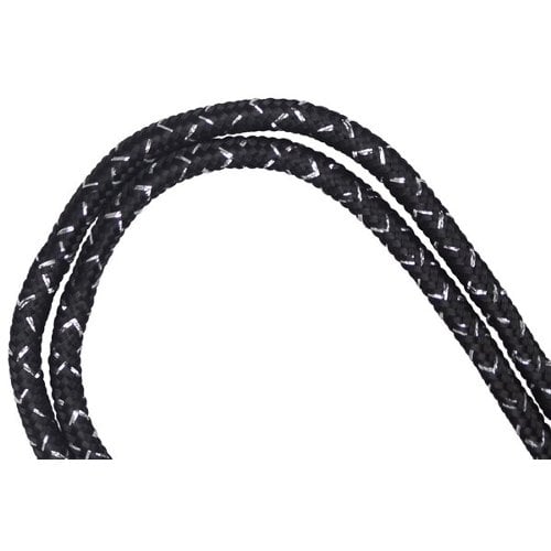 1/8" Black / Silver Metallic Round Braid Lanyard with NPS Swivel Hook - 100pk