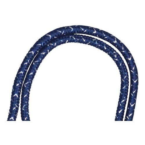 1/8" Navy Blue / Silver Metallic Round Braid Lanyard with NPS Swivel Hook - 100pk