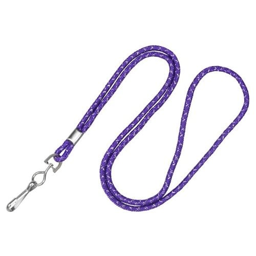1/8" Purple / Silver Metallic Round Braid Lanyard with NPS Swivel Hook - 100pk