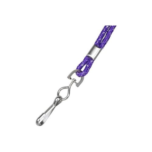 1/8" Purple / Silver Metallic Round Braid Lanyard with NPS Swivel Hook - 100pk