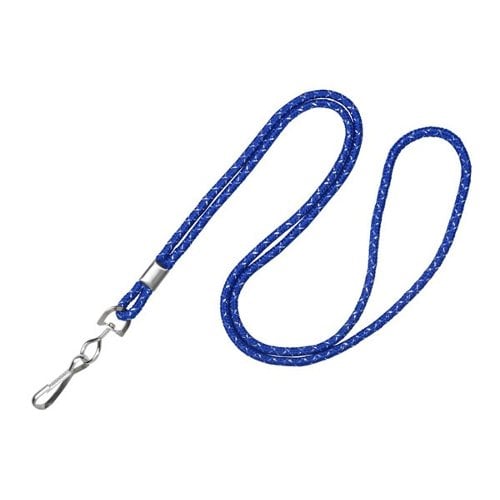 1/8" Royal Blue / Silver Metallic Round Braid Lanyard with NPS Swivel Hook - 100pk