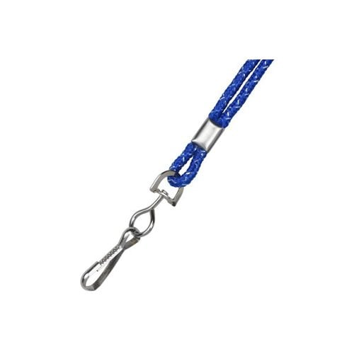 1/8" Royal Blue / Silver Metallic Round Braid Lanyard with NPS Swivel Hook - 100pk