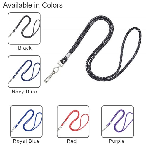 1/8" Silver Metallic Round Braid Lanyards with NPS Swivel Hook - 100pk