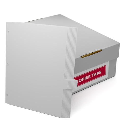 Uncollated 1/9th Cut 110lb Plain Paper Copier Tabs 3 Holes - Pos 6 - 1260 Tabs/Carton