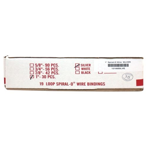 1" Silver Spiral-O 19 Loop Wire Binding Combs - 100pk