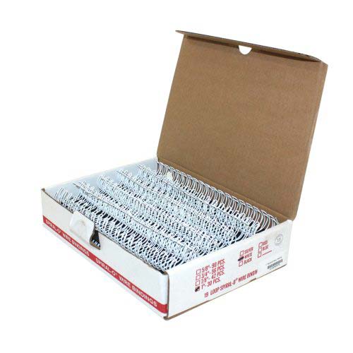 1" White Spiral-O 19 Loop Wire Binding Combs - 100pk