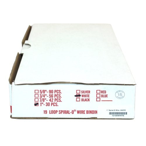 1" White Spiral-O 19 Loop Wire Binding Combs - 100pk