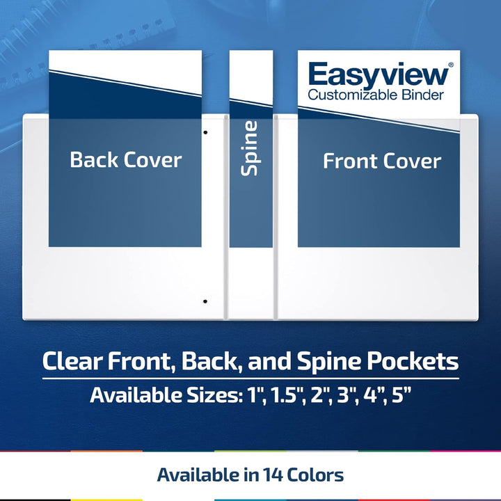 Easyview White Premium Customizable Round Ring View Binders - 6pk