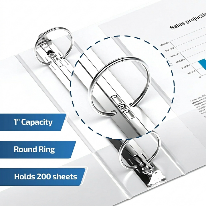 Easyview 1" White Premium Round Ring View Binder - 6pk