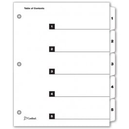 Cardinal White Printable Table of Contents/5 Tab Divider (144 Sets) - CRD-60513