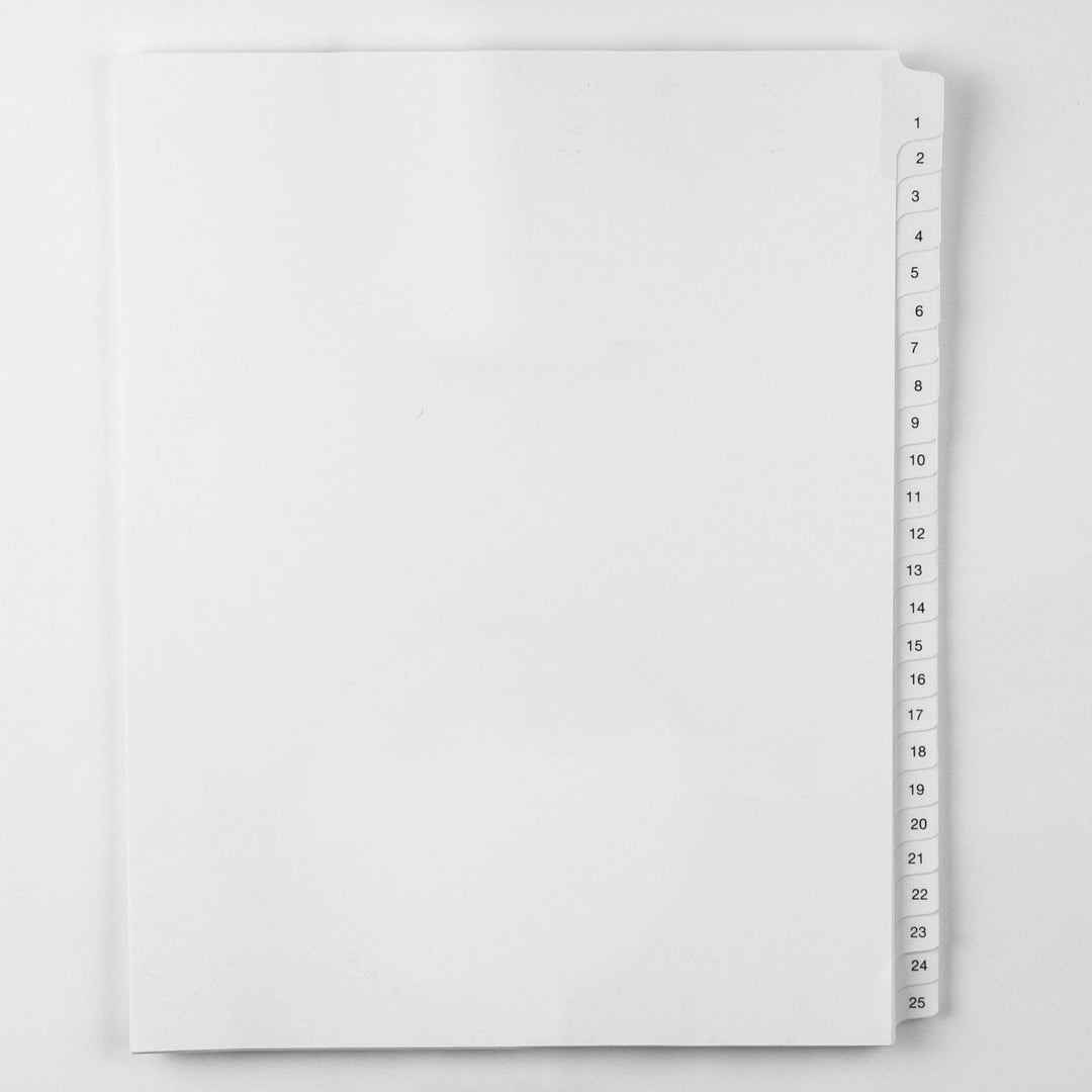 1-25 - All-State Style Letter Size Collated Side Tab Legal Indexes - 25pk