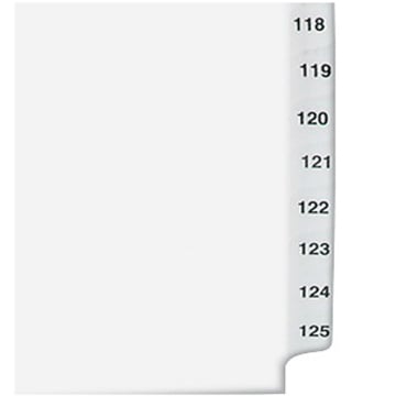 Avery 101-125 White Legal 14x8.5 Avery Style Collated Dividers - 01434