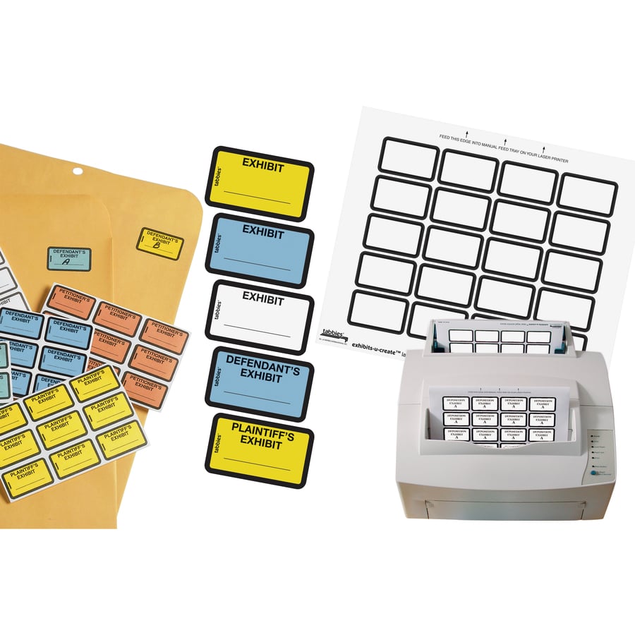 Tabbies Legal Exhibits-U-Create 1" White Laser Labels [1 5/8" Width x 1" Length] - 240/Pack