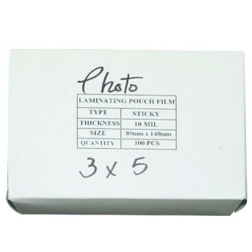 10mil 3" x 5" Photo Size Sticky Back Laminating Pouches 100pk