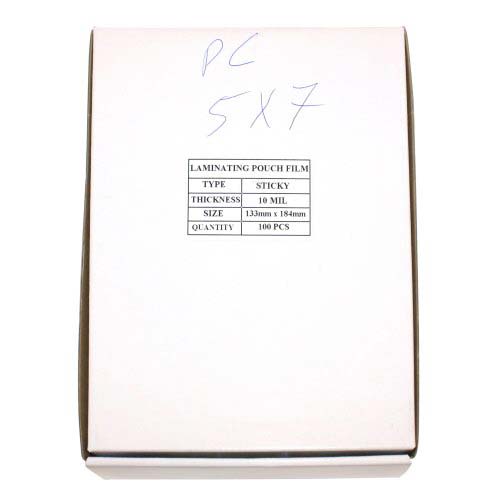 10mil 5" x 7" Photo Size Sticky Back Laminating Pouches 100pk