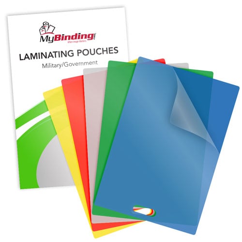 10mil Colored Military Laminating Pouches with Short Side Slot - 100pk