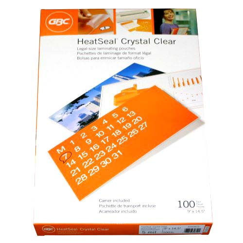 10mil GBC HeatSeal Crystal Clear Legal Size Pouches 50pk - 3201038