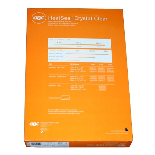 10mil GBC HeatSeal Crystal Clear Legal Size Pouches 50pk - 3201038