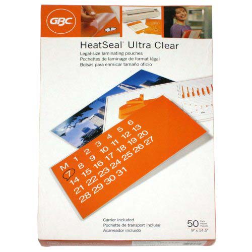 10mil GBC HeatSeal Ultra Clear Legal Size Laminating Pouches 50pk - 3200413