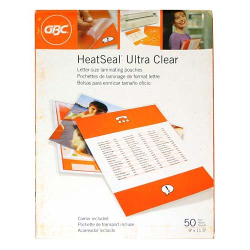 10mil GBC HeatSeal Ultra Clear Letter Size Pouches 50pk - 3200406
