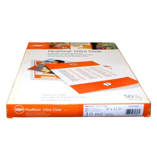 10mil GBC HeatSeal Ultra Clear Letter Size Pouches 50pk - 3200406