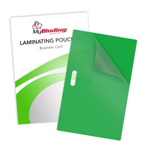 Green 10mil Business Card Pouches with Long Side Slot