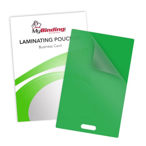 Green 10mil Business Card Pouches with Short Side Slot