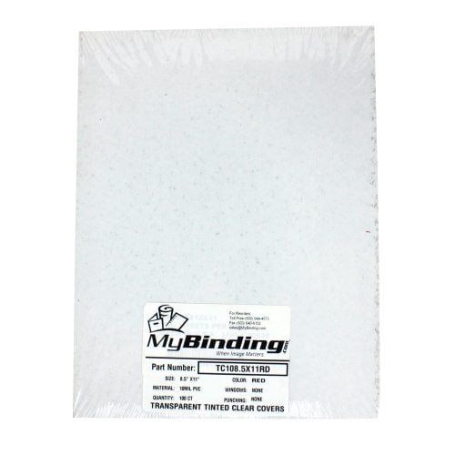 10mil Red Transparent 8.5" x 11" Tinted Clear Covers - 100pk