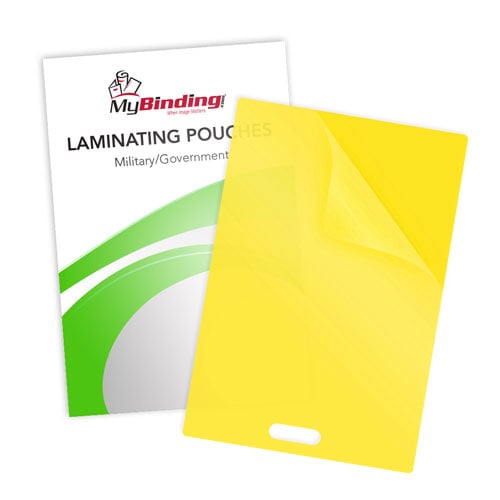 Yellow 10mil Military Size Pouches with Short Side Slot