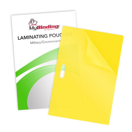 Yellow 10mil Military Size Pouches with Long Side Slot
