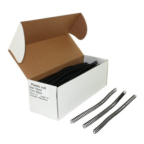 10mm Black 4:1 Pitch Spiral Binding Coil - 100pk