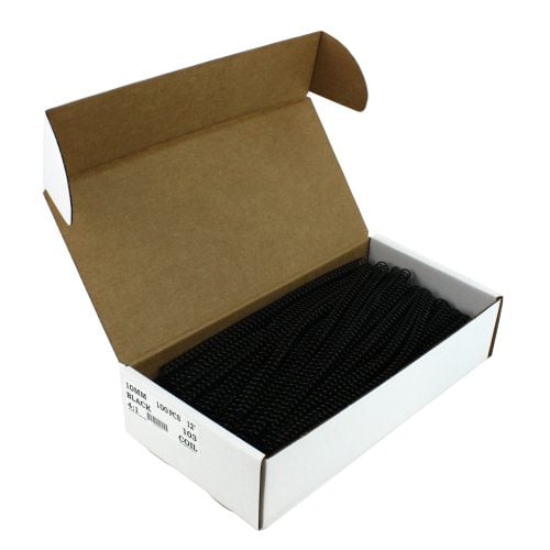 10mm Black 4:1 Pitch Spiral Binding Coil - 100pk