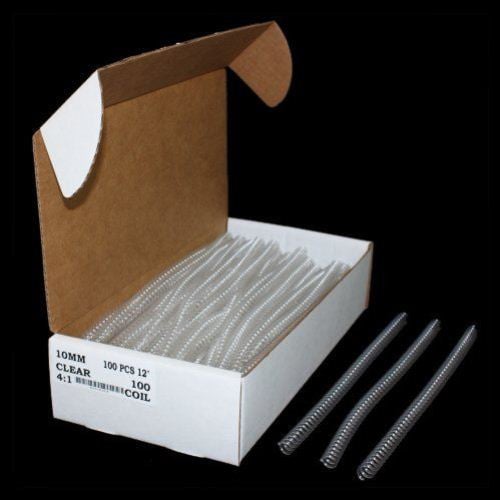 10mm Clear 4:1 Pitch Spiral Binding Coil - 100pk