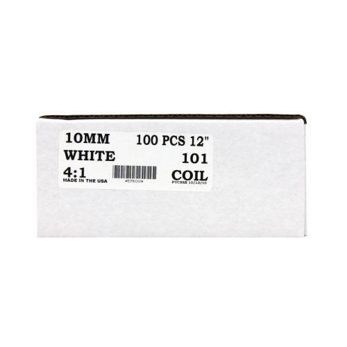 10mm White 4:1 Pitch Spiral Binding Coil - 100pk