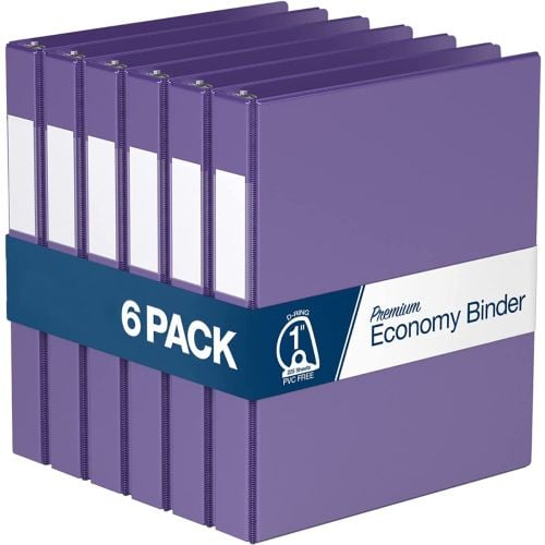 Purple Premium Economy Angle D Ring Binders - 6pk