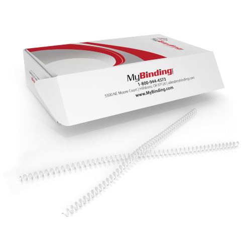 11mm White 4:1 Pitch Spiral Binding Coil - 100pk