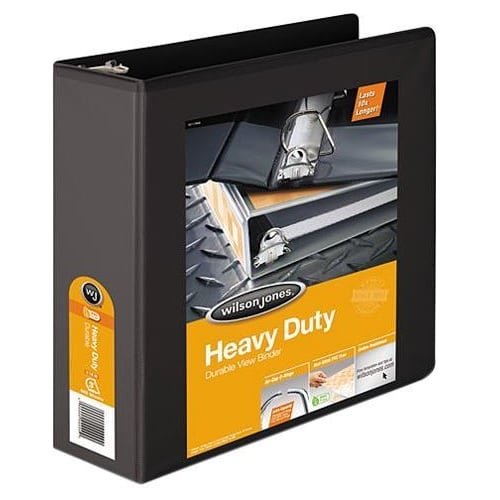 Wilson Jones 3" Black Heavy-Duty D-Ring Vinyl View Binder - 1/Pack - Clearance Sale