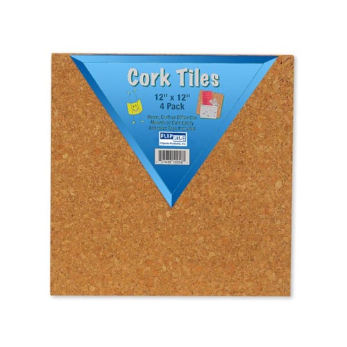 12" x 12" Natural Cork Tiles - 4pk